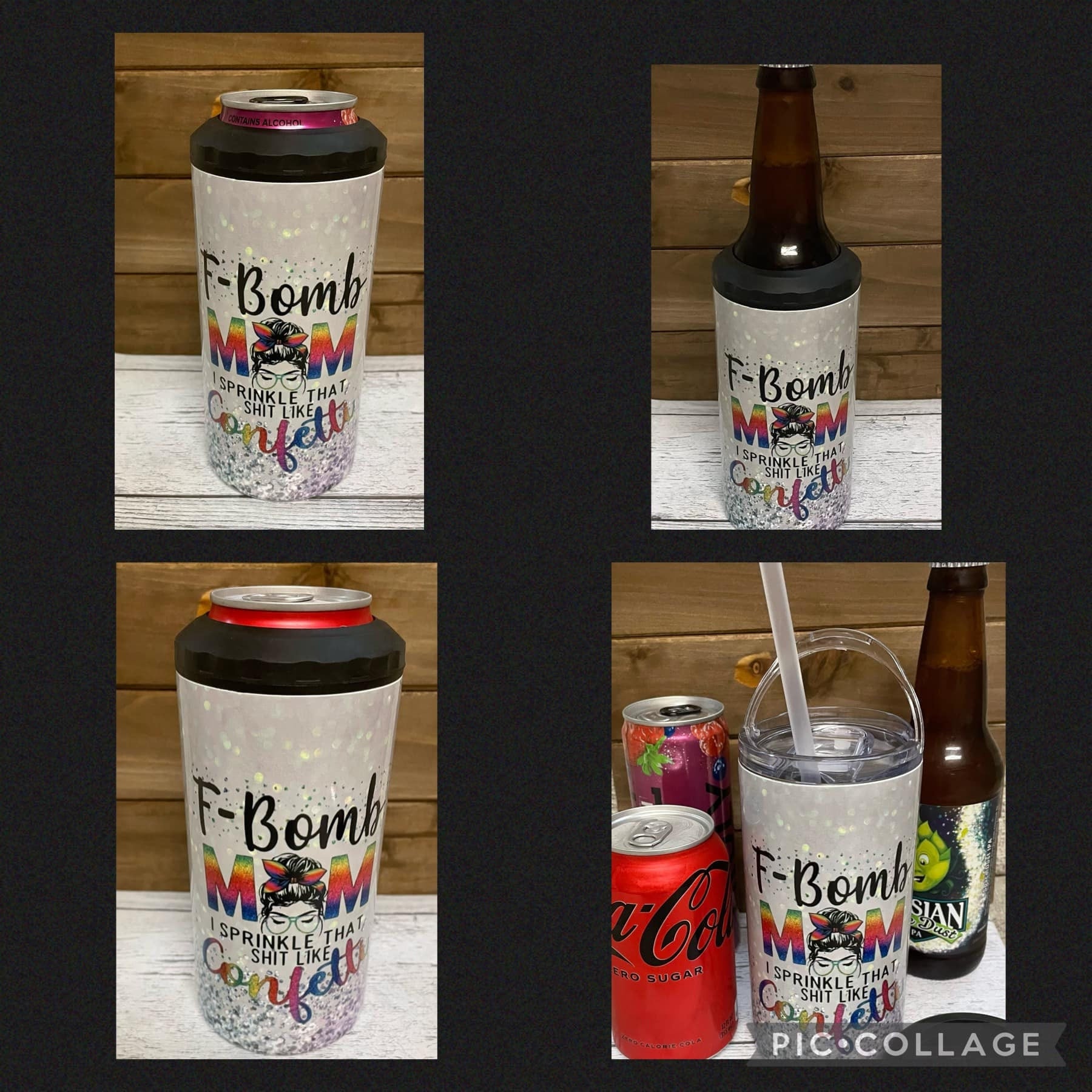 4 in 1 Can Cooler - Monochrome Floral