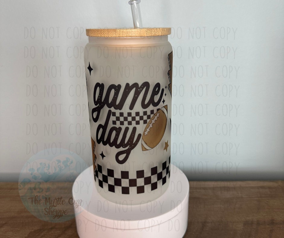 16 oz Glass Mason Cup "Game Day