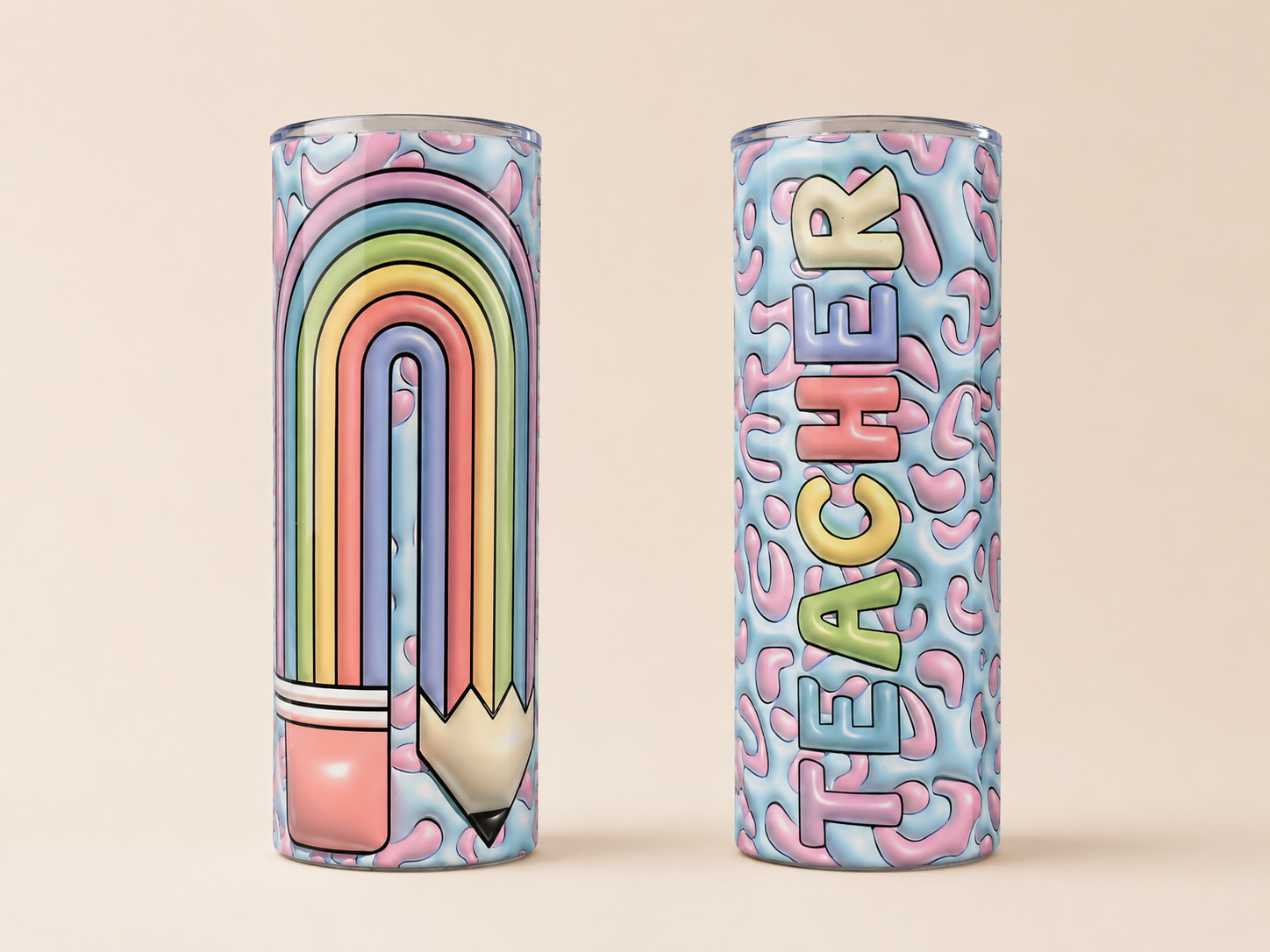 3D Teacher Tumbler (20oz Skinny Tumbler)