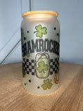16 oz Glass Mason Cup Shamrocked