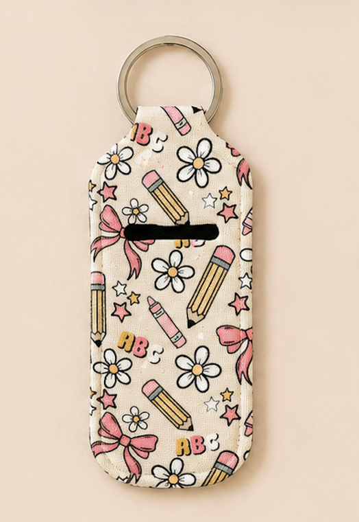 Teacher Bow  Key Ring (Chapstick Holder Style)