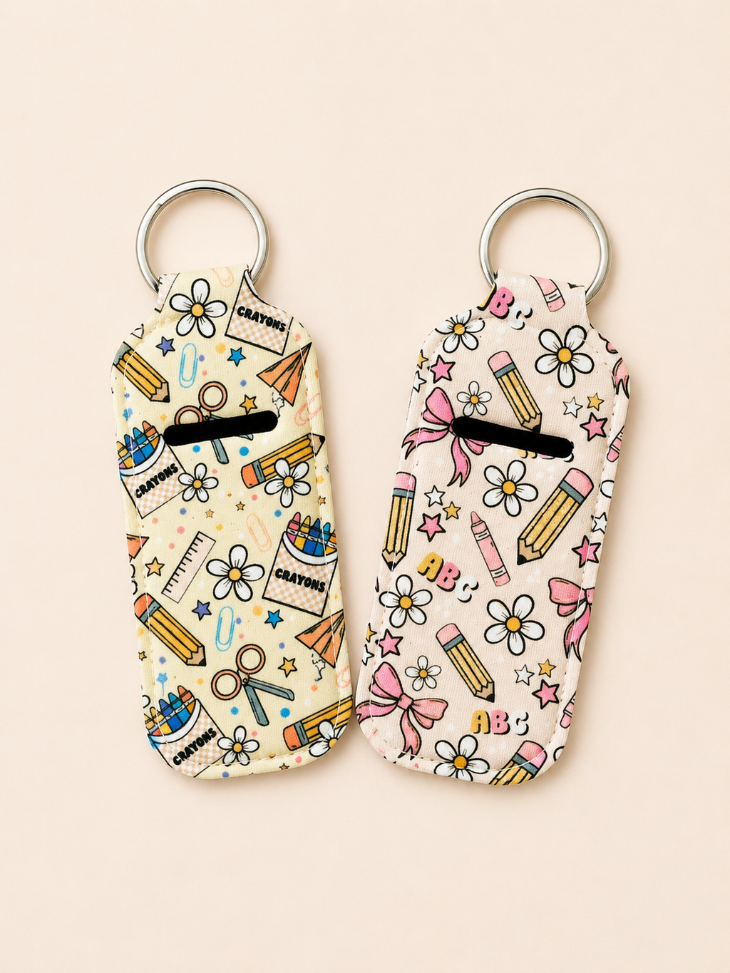 Teacher Bow  Key Ring (Chapstick Holder Style)