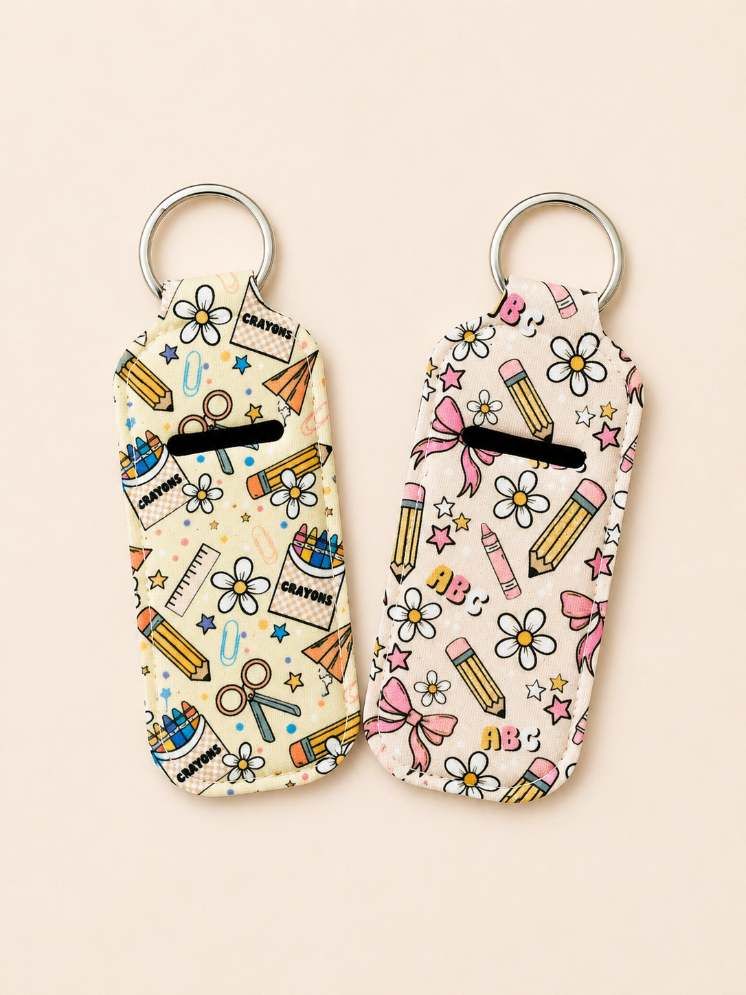 Teacher Bow  Key Ring (Chapstick Holder Style)
