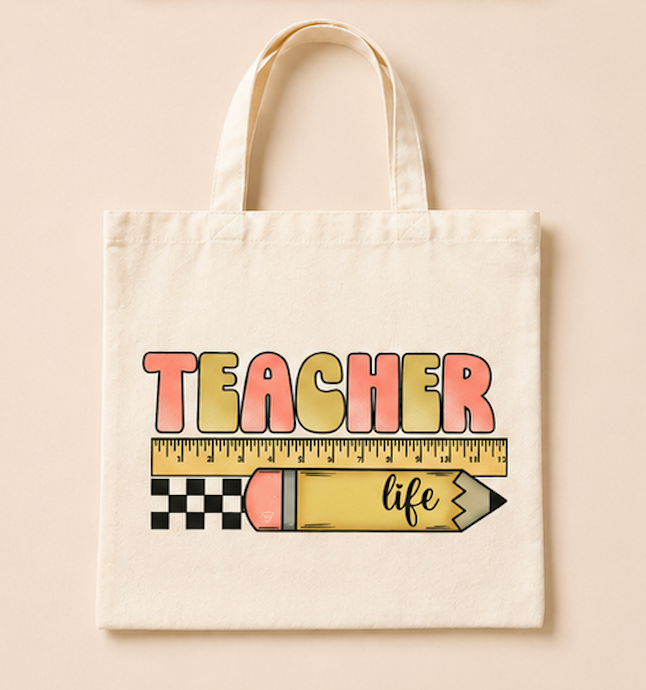Teacher Life Tote Bag (Canvas Tote)