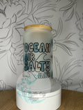 Ocean Air 16 oz Glass Mason Cup