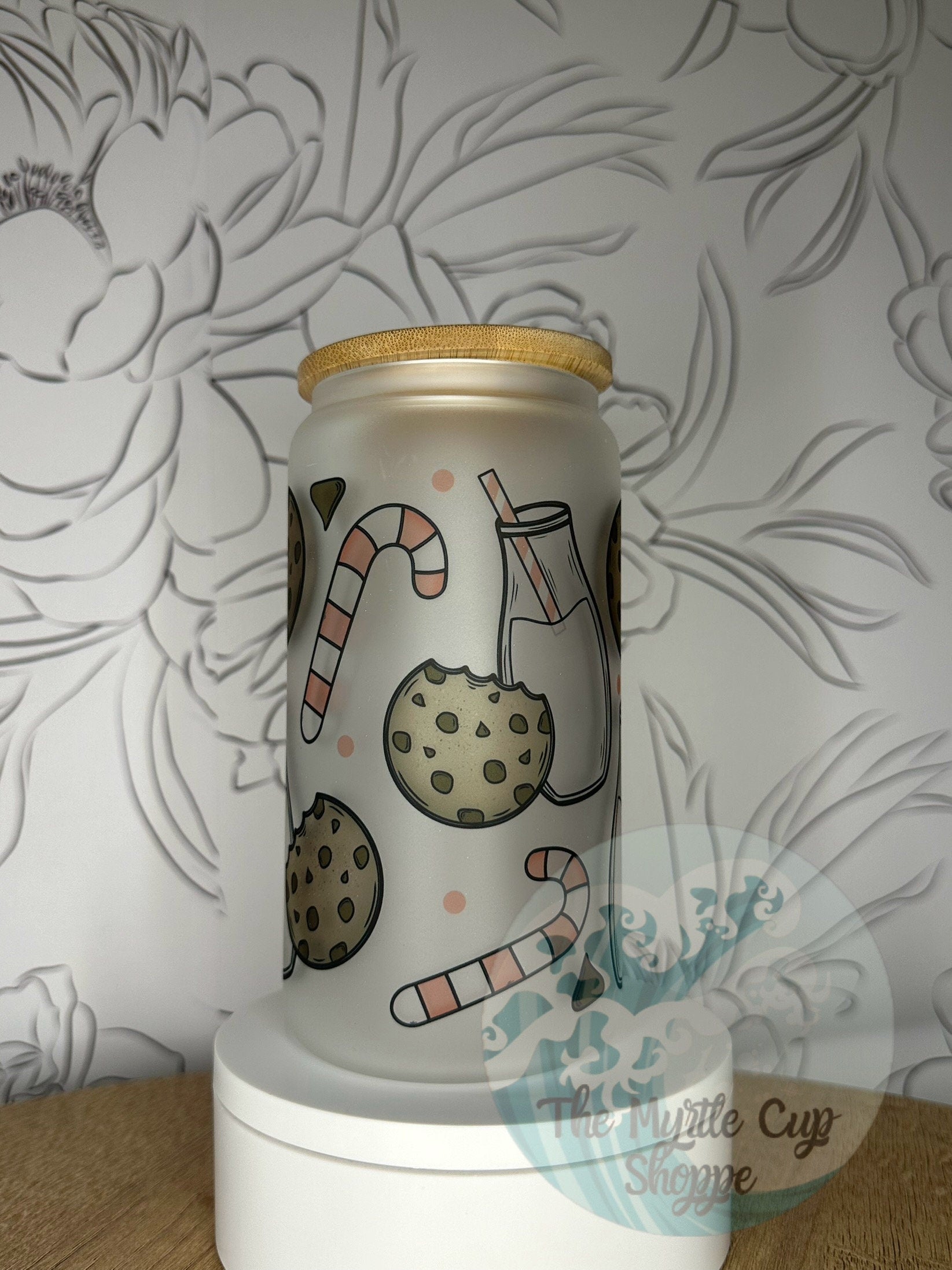 Christmas Cookies 16 oz Glass Mason Cup
