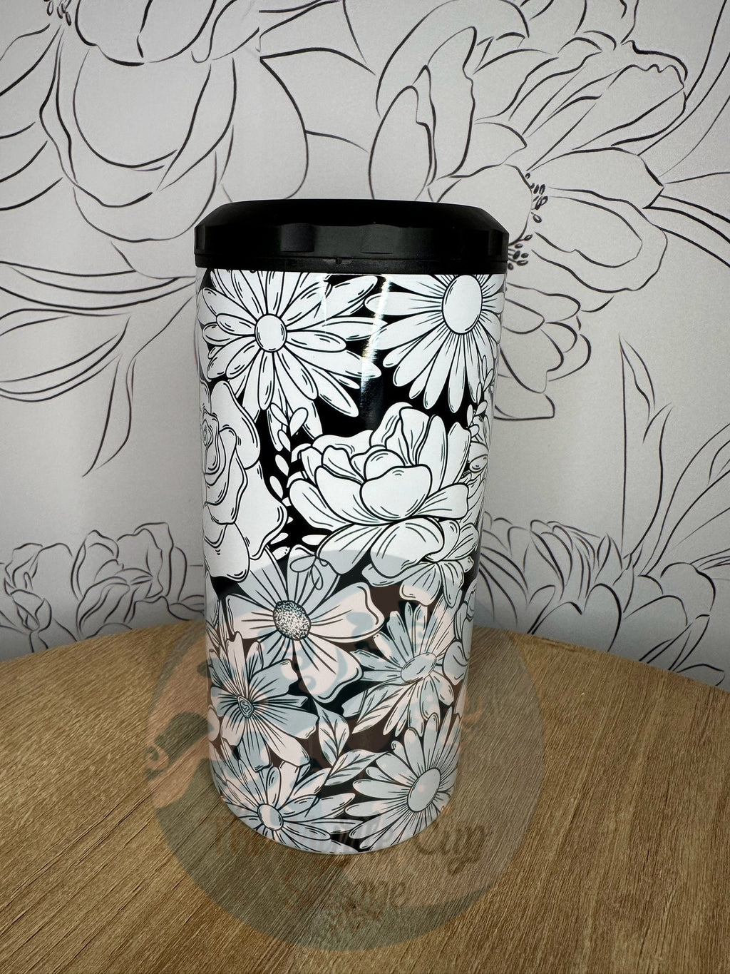 4 in 1 Can Cooler - Monochrome Floral